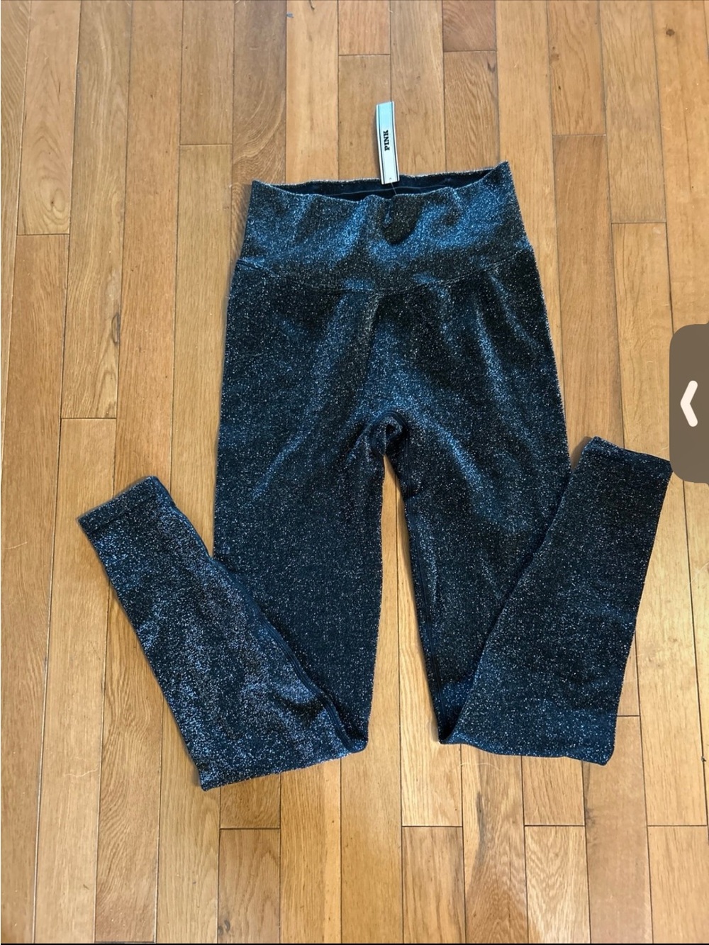 Victoria secret "pink " seamless leggings black and sparkle glitter. Size Small